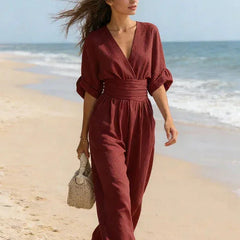 Wide-Leg Wrap Jumpsuit