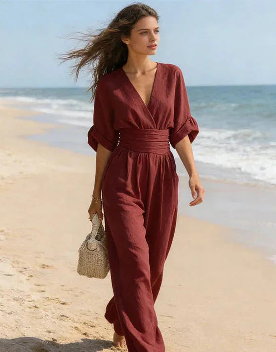 Wide-Leg Wrap Jumpsuit