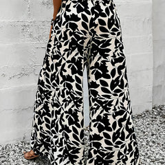 Printed Wide-Leg Trousers