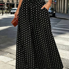 Printed Wide-Leg Trousers – Black