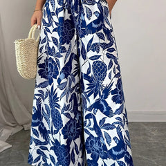 Printed Wide-Leg Trousers
