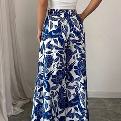 Printed Wide-Leg Trousers