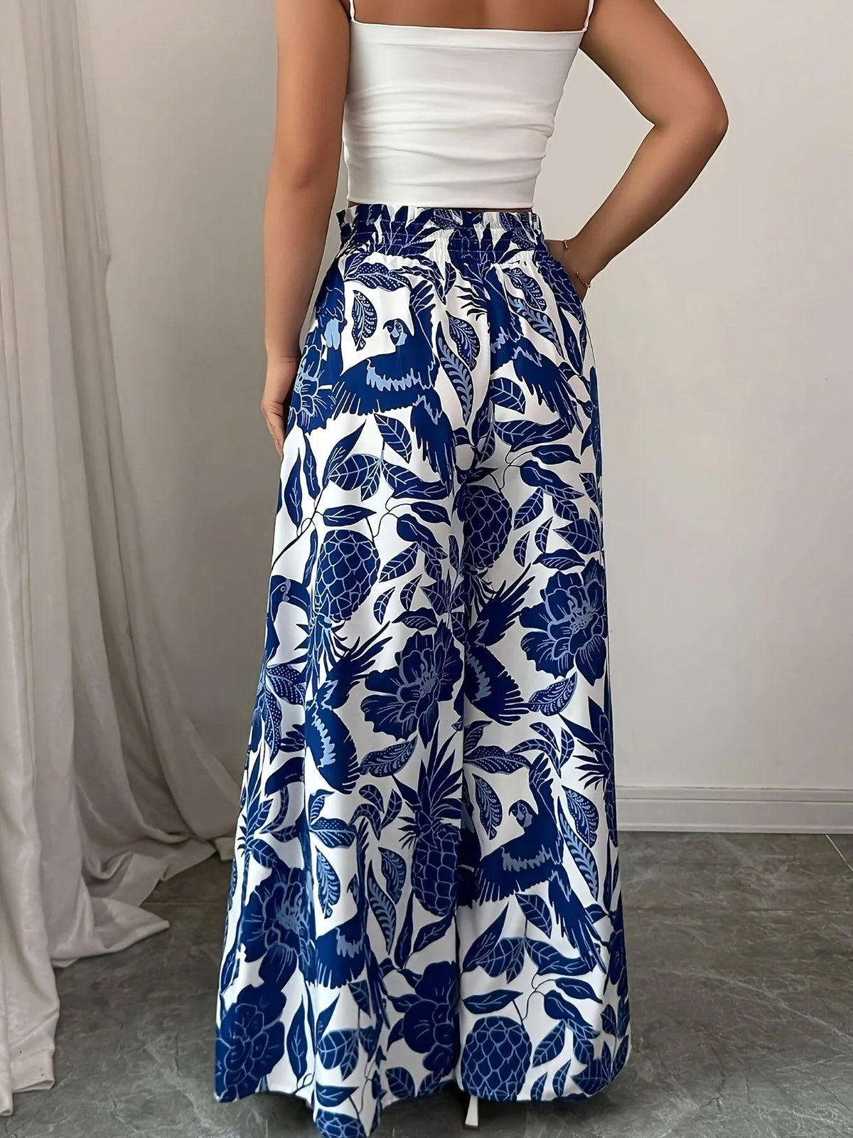 Printed Wide-Leg Trousers