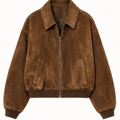 Suede-Effect Bomber Jacket