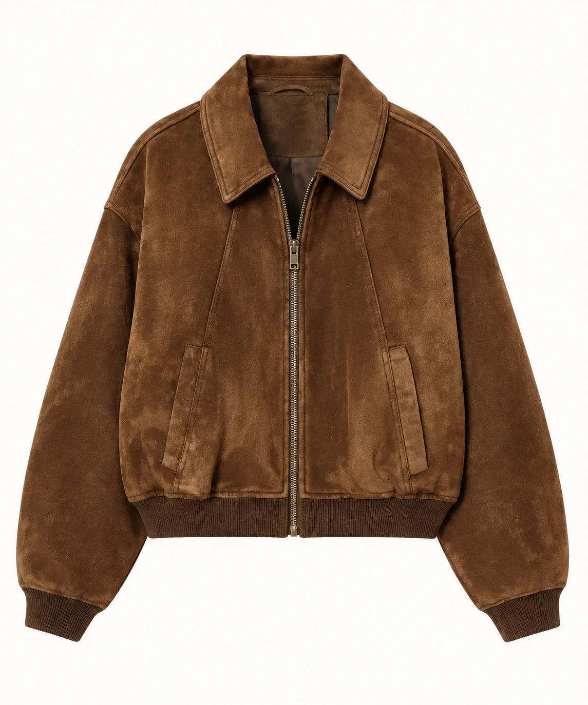 Suede-Effect Bomber Jacket