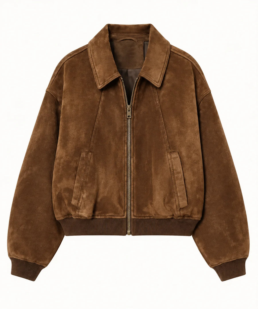 Suede-Effect Bomber Jacket