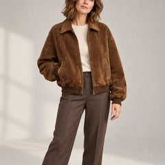 Suede-Effect Bomber Jacket