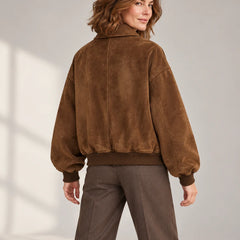 Suede-Effect Bomber Jacket