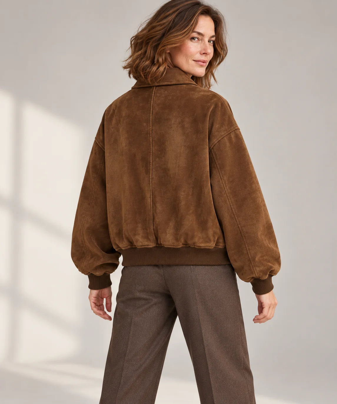 Suede-Effect Bomber Jacket