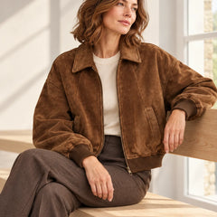 Suede-Effect Bomber Jacket