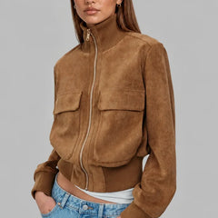 Suede Look Bomber Jacket