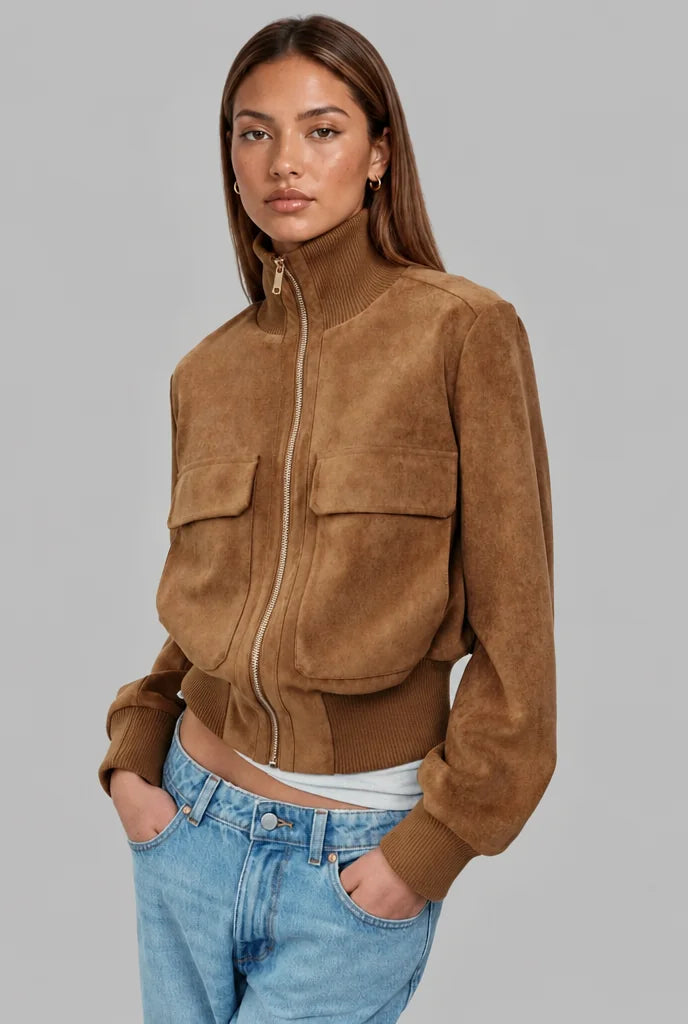 Suede Look Bomber Jacket