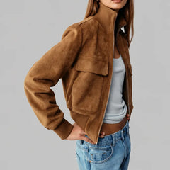 Suede Look Bomber Jacket