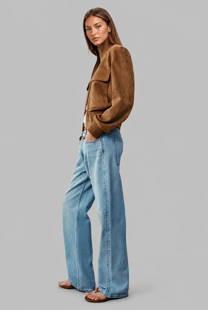 Suede Look Bomber Jacket