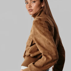 Suede Look Bomber Jacket