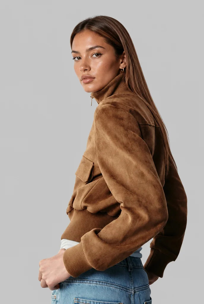 Suede Look Bomber Jacket