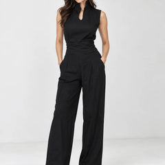 Sleeveless Linen Jumpsuit – Black