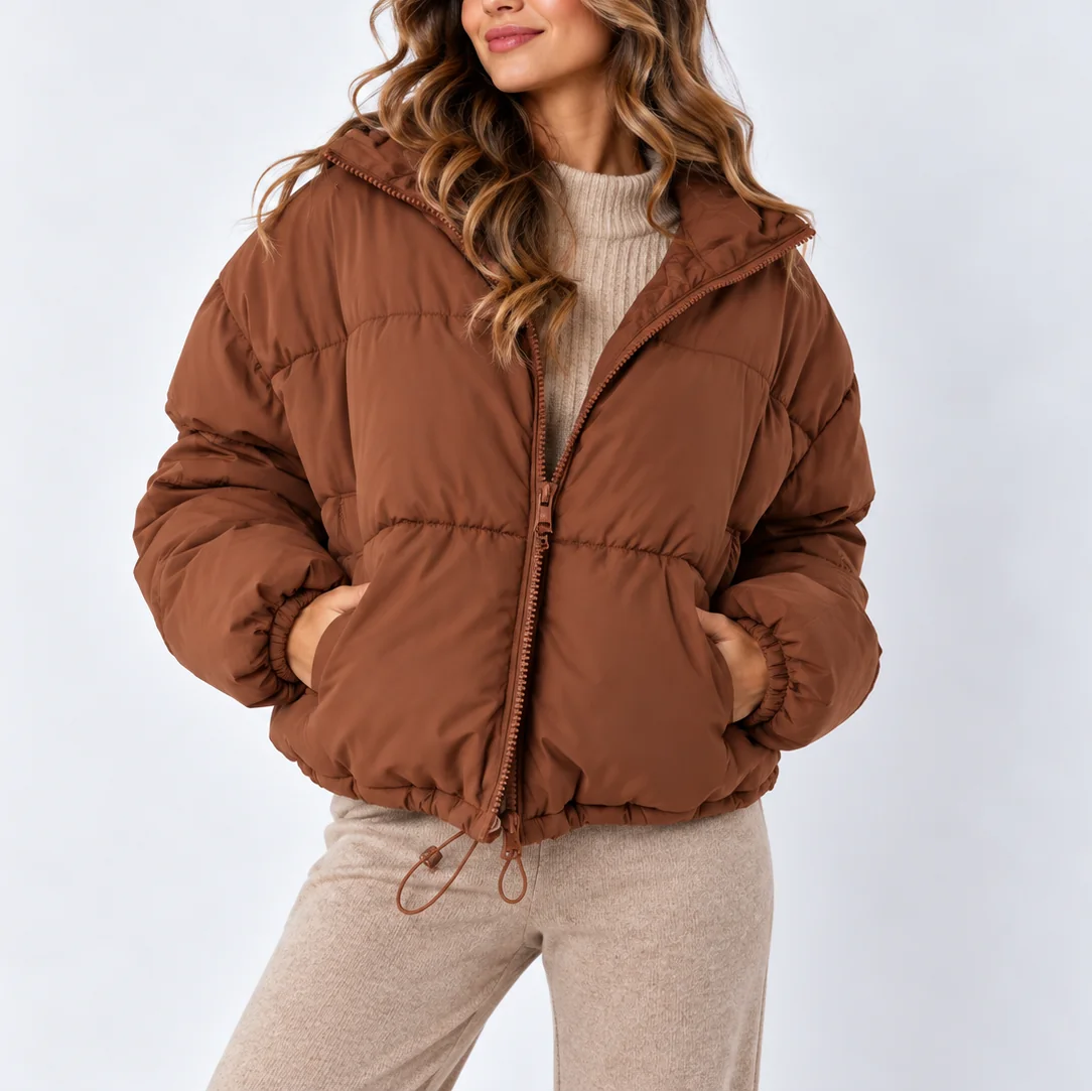Oversized Puffer Jacket – Brown