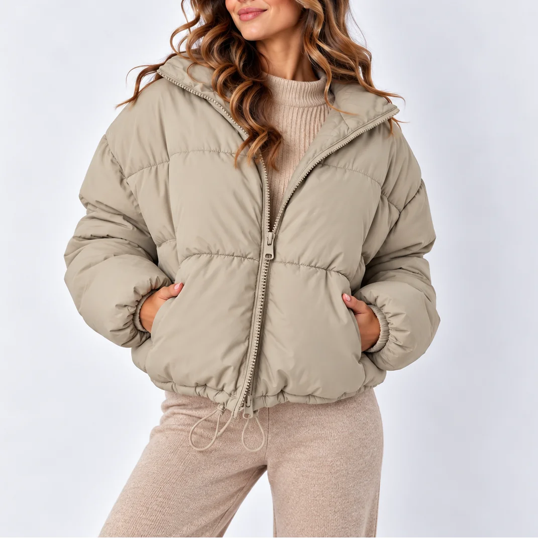 Oversized Puffer Jacket – Beige