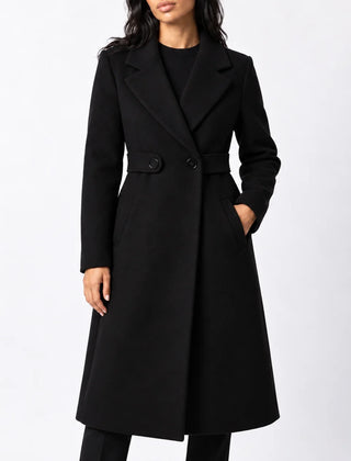 Long Belted Wool Coat – Black