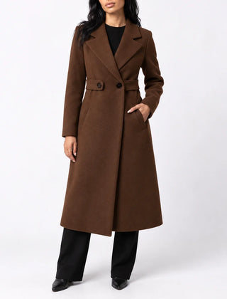 Long Belted Wool Coat – Brown