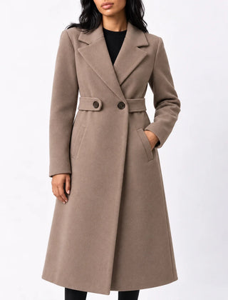 Long Belted Wool Coat – Taupe