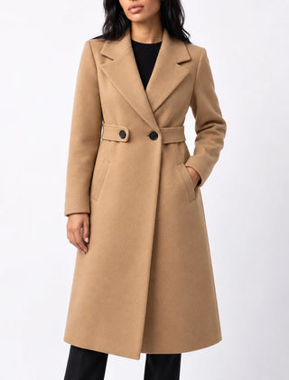 Long Belted Wool Coat – Camel