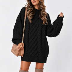 Oversized Cable Knit Jumper – Black