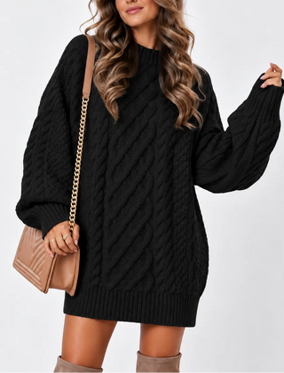 Oversized Cable Knit Jumper – Black