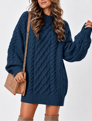 Oversized Cable Knit Jumper – Navy