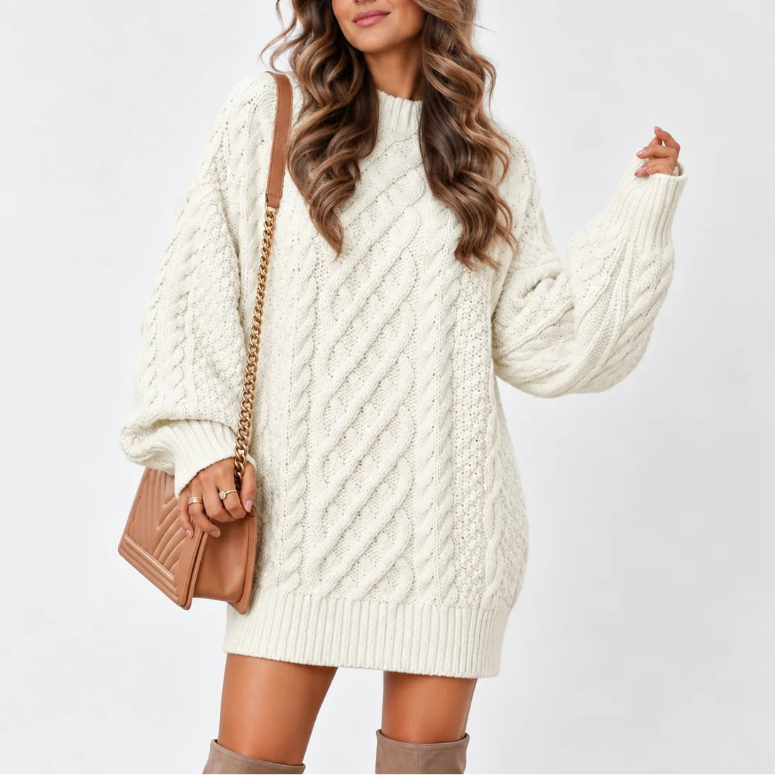 Oversized Cable Knit Jumper – Cream