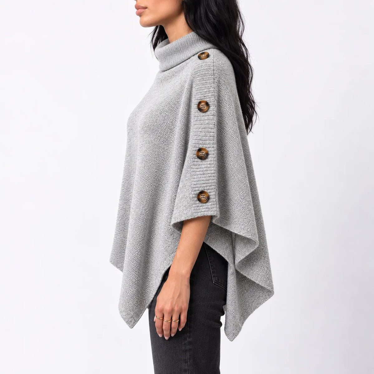 Knitted Turtleneck Poncho