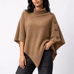 Knitted Turtleneck Poncho – Brown