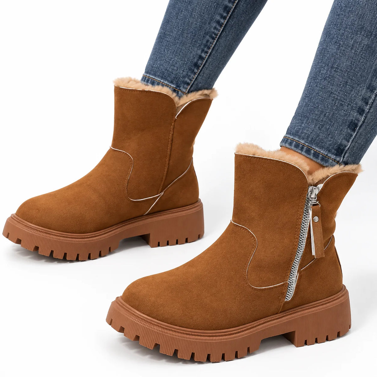 Faux Fur Lined Ankle Boots