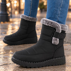 Fur Collar Ankle Boots – Black