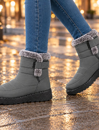 Fur Collar Ankle Boots – Grey