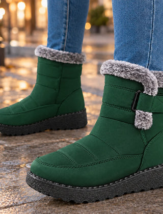 Fur Collar Ankle Boots – Green