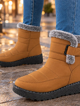 Fur Collar Ankle Boots – Tan