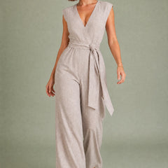 Wrap V-Neck Wide Leg Jumpsuit