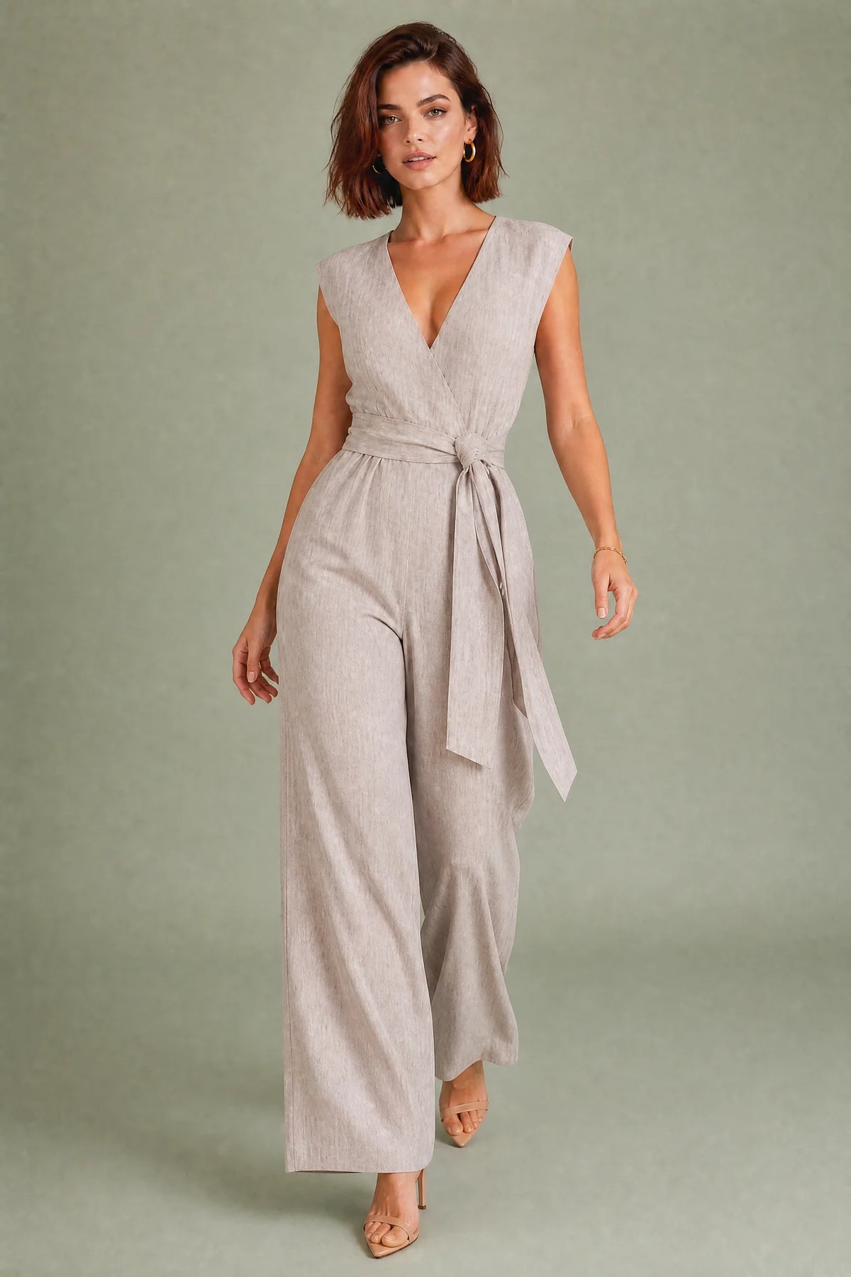 Wrap V-Neck Wide Leg Jumpsuit