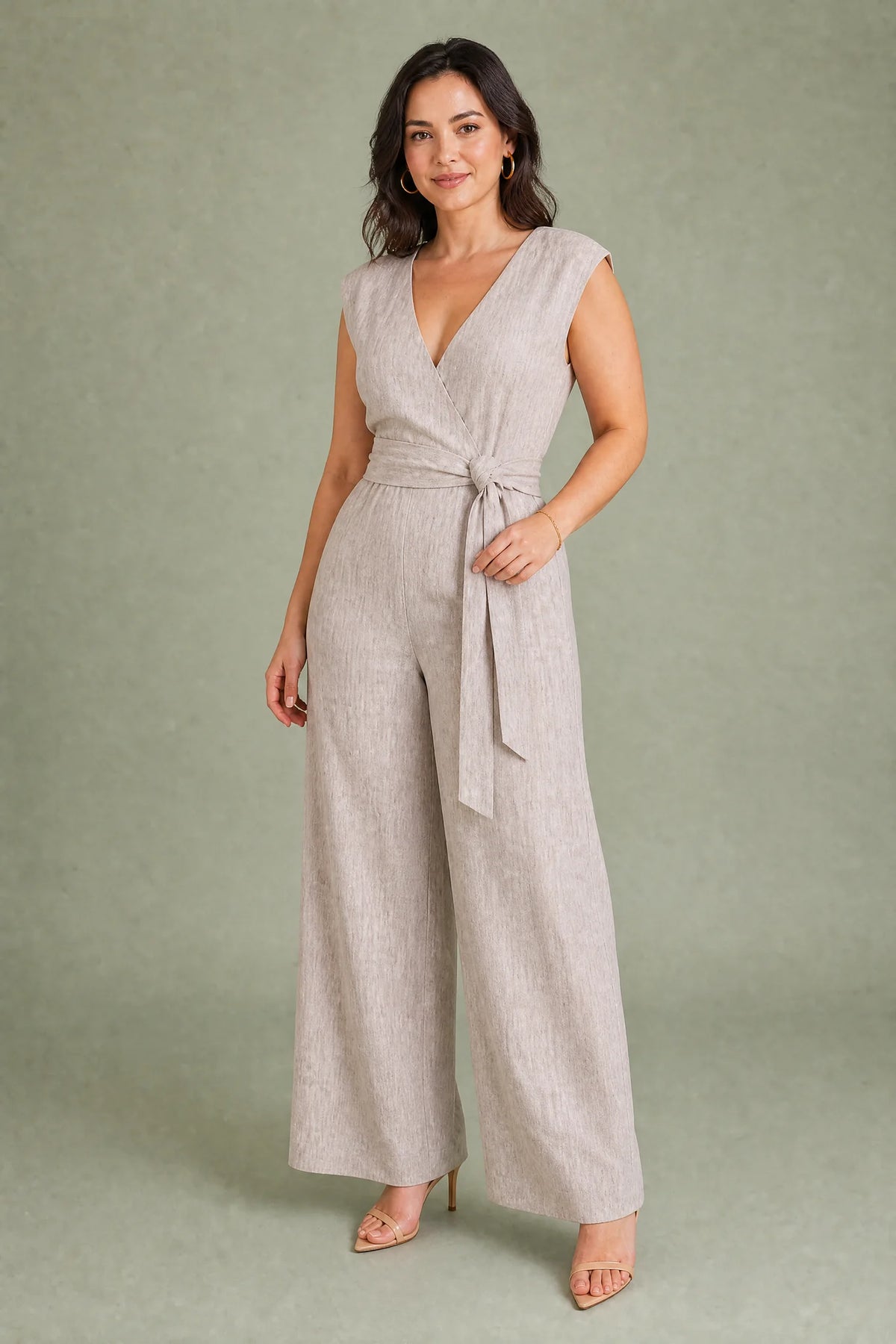 Wrap V-Neck Wide Leg Jumpsuit