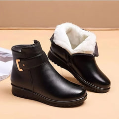 Fleece Lined Buckle Ankle Boots – Black