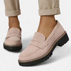 Suede-Look Block Heel Loafers