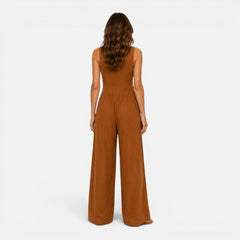 Button Detail Wide Leg Jumpsuit