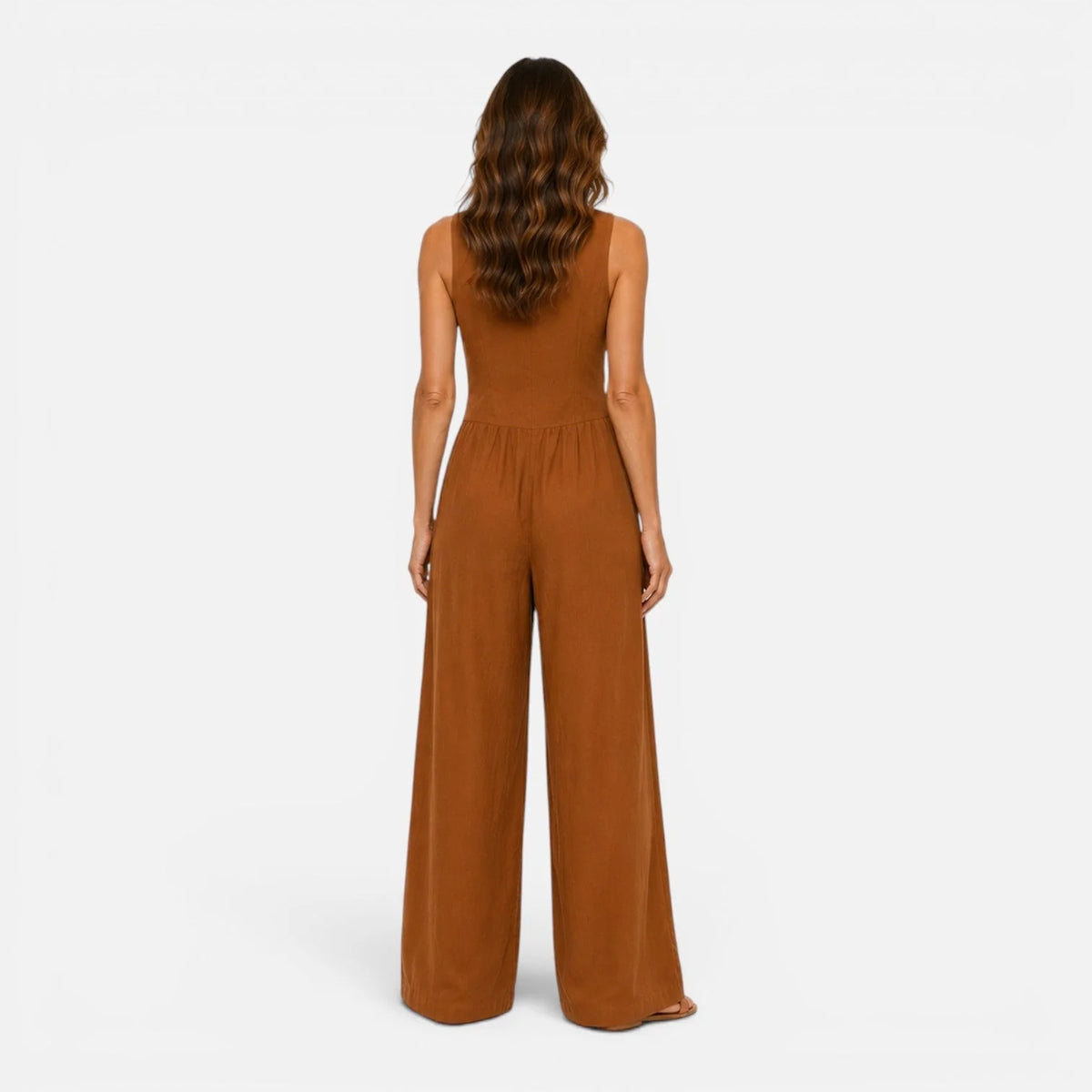 Button Detail Wide Leg Jumpsuit