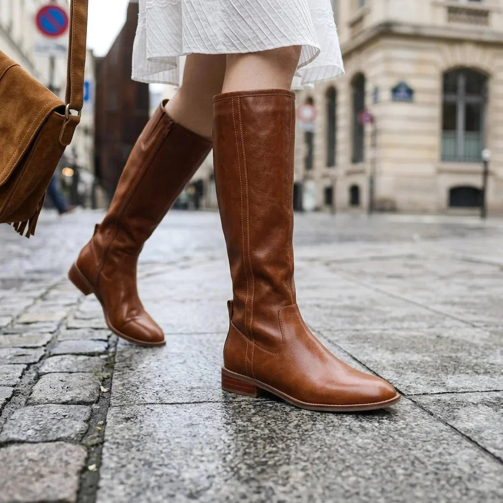 Riding Style Knee High Boots – Brown