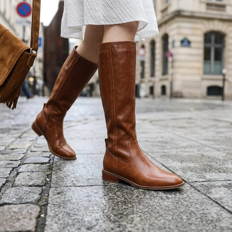 Riding Style Knee High Boots – Brown