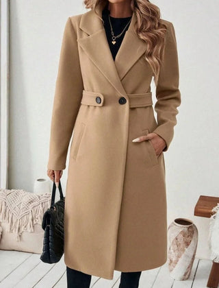 Long Belted Wide Collar Coat – Camel