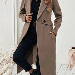 Long Belted Wide Collar Coat