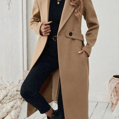 Long Belted Wide Collar Coat